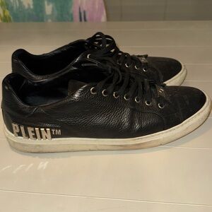 Philipp Plein Black Leather Sneakers